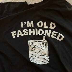 Black Graphic Tee with Old Fashioned Print